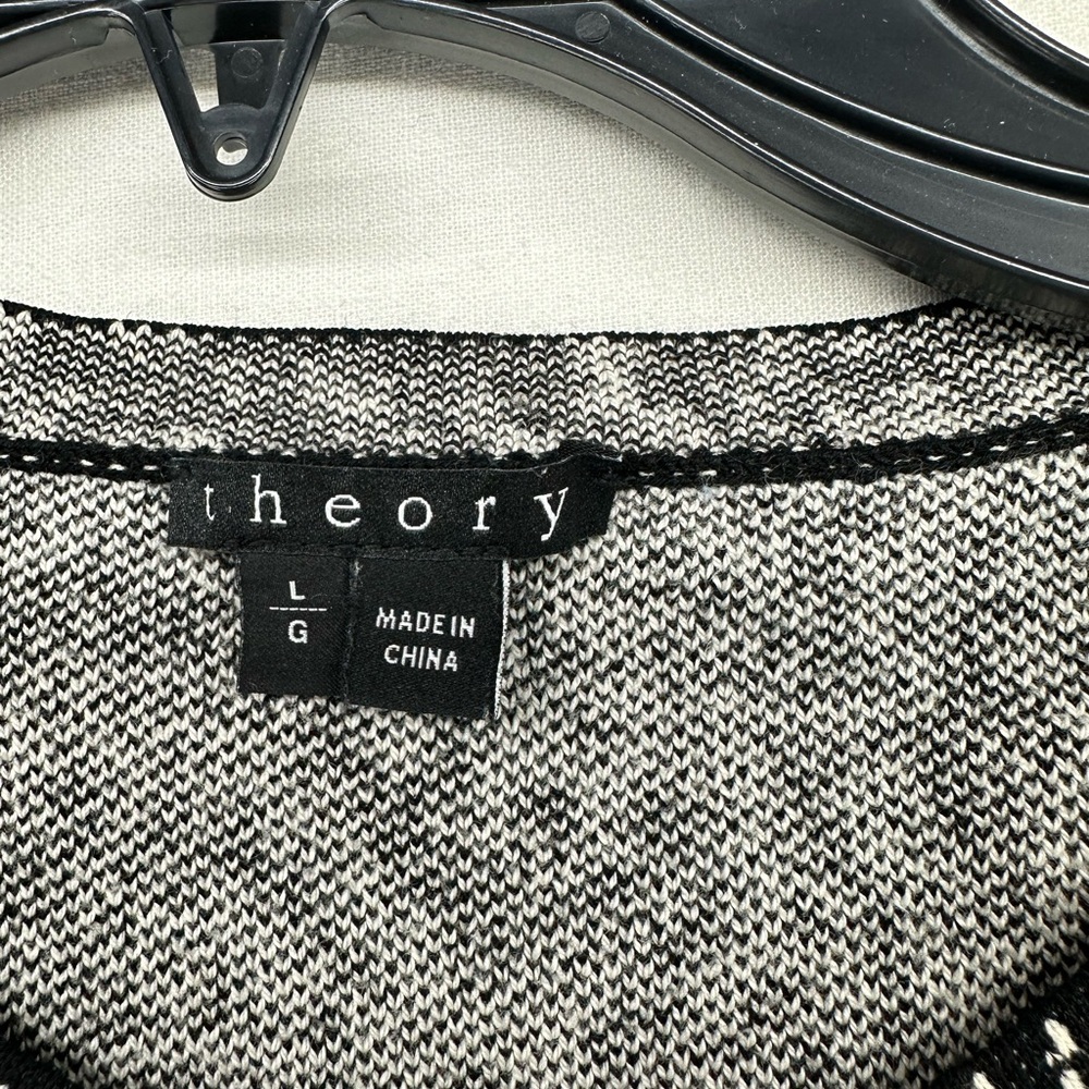 Theory Cropped Sweater Tank Top Sleeveless Black White Tweed‎ Size L - Picture 3 of 7
